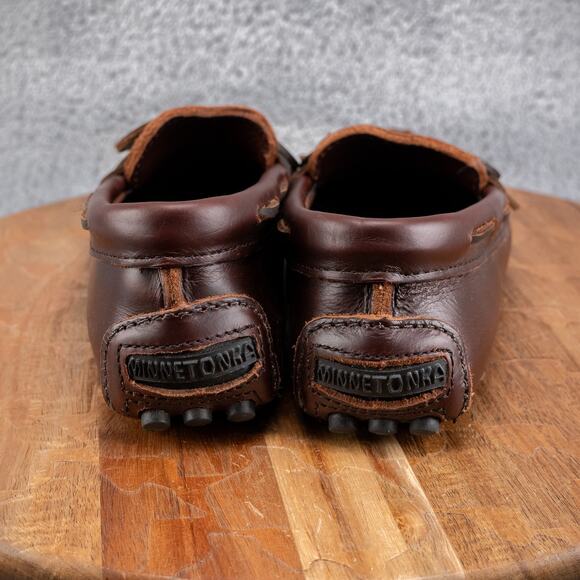 Minnetonka Moccasin Classic Driver Driving Moc Women Size 7 Brown Leather - Picture 5 of 9